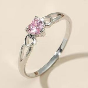 Heart-Shaped Pink Zircon Ring
